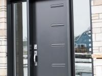 Porte d'entr&eacute;e en acier avec lat&eacute;raux